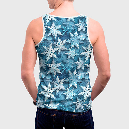 Мужская майка без рукавов New Years pattern with snowflakes / 3D-Белый – фото 4