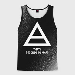 Майка-безрукавка мужская Thirty Seconds to Mars glitch на темном фоне, цвет: 3D-черный