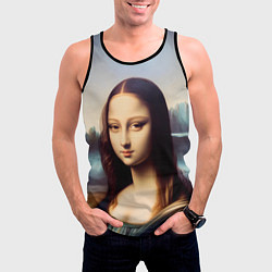 Майка-безрукавка мужская Нейросеть - азиатская Мона Лиза, цвет: 3D-черный — фото 2