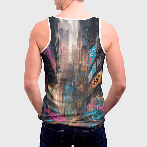 Мужская майка без рукавов Японская девушка в худи / 3D-Белый – фото 4
