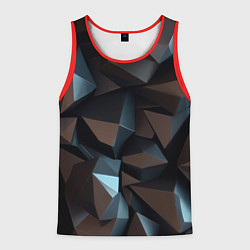 Майка-безрукавка мужская Черная геометрическая абстракция - объемные грани, цвет: 3D-красный