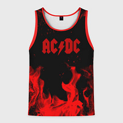 Майка-безрукавка мужская AC DC огненный стиль, цвет: 3D-красный