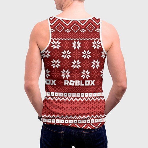 Мужская майка без рукавов Roblox christmas sweater / 3D-Белый – фото 4