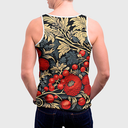 Мужская майка без рукавов Новогодние ягодки и узоры / 3D-Белый – фото 4