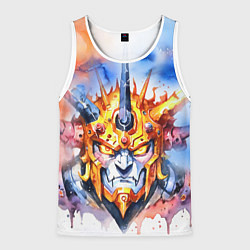 Мужская майка без рукавов Серьезный оранжевый робот акварель