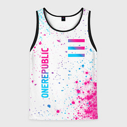 Майка-безрукавка мужская OneRepublic neon gradient style вертикально, цвет: 3D-черный