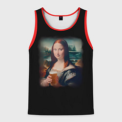 Майка-безрукавка мужская Мона Лиза с пивком, цвет: 3D-красный