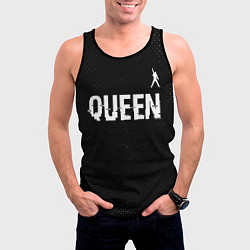 Майка-безрукавка мужская Queen glitch на темном фоне посередине, цвет: 3D-черный — фото 2