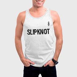 Майка-безрукавка мужская Slipknot glitch на светлом фоне посередине, цвет: 3D-белый — фото 2