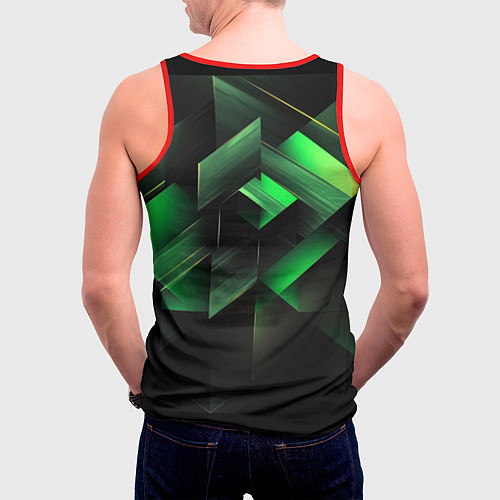 Мужская майка без рукавов Асимметричный узор зелени / 3D-Красный – фото 4