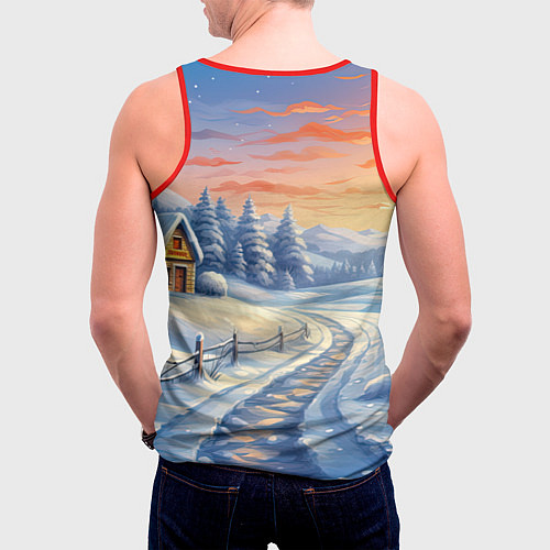 Мужская майка без рукавов Новогодний дракон 2024 / 3D-Красный – фото 4