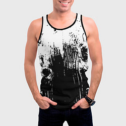 Майка-безрукавка мужская Черно-белая абстракция гранж, цвет: 3D-черный — фото 2