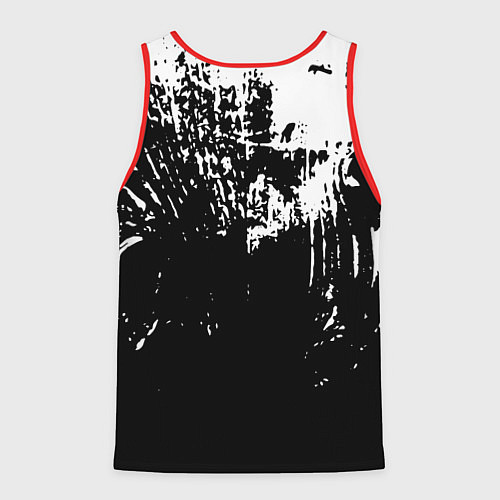 Мужская майка без рукавов Черно-белый гранж текстуры дерева / 3D-Красный – фото 2