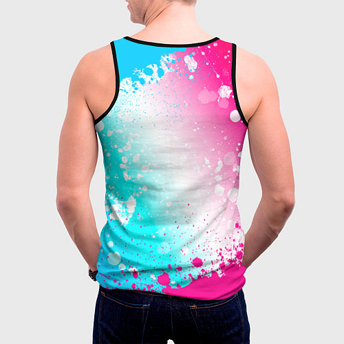 Мужская майка без рукавов Manowar neon gradient style / 3D-Черный – фото 4