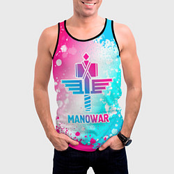 Майка-безрукавка мужская Manowar neon gradient style, цвет: 3D-черный — фото 2