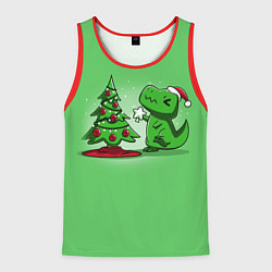 Майка-безрукавка мужская Новогодняя проблема тираннозавра рекса, цвет: 3D-красный