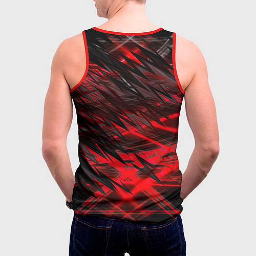 Мужская майка без рукавов Черно красные текстуры / 3D-Красный – фото 4