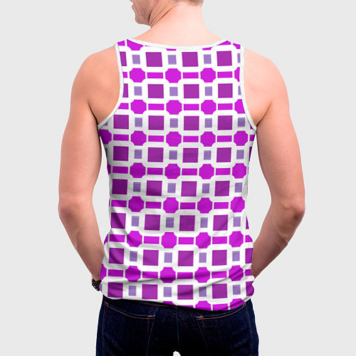 Мужская майка без рукавов Фиолетовые кирпичики и белые полосы / 3D-Белый – фото 4