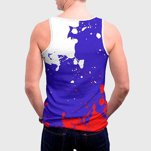 Мужская майка без рукавов Российский герб на триколоре / 3D-Белый – фото 4