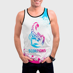 Майка-безрукавка мужская Scorpions neon gradient style, цвет: 3D-черный — фото 2