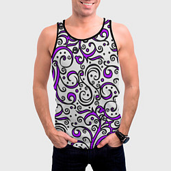 Майка-безрукавка мужская Фиолетовые кружевные узоры, цвет: 3D-черный — фото 2