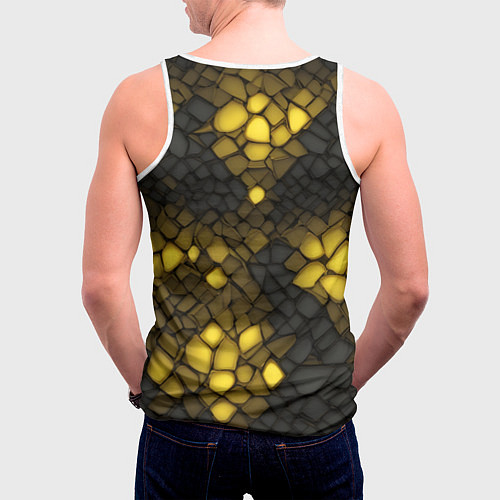 Мужская майка без рукавов Жёлтый трескающийся камень / 3D-Белый – фото 4