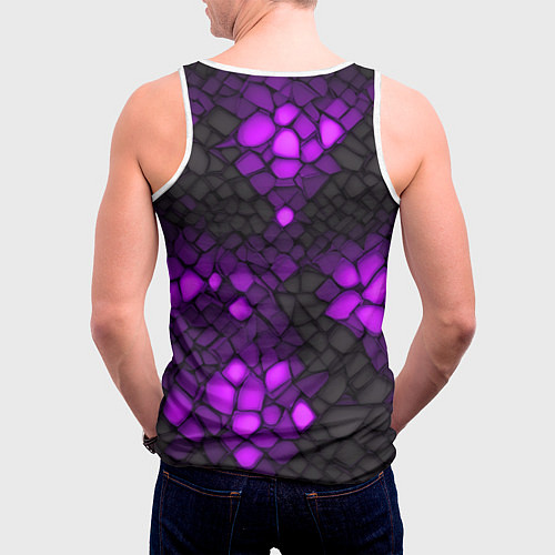 Мужская майка без рукавов Фиолетовый трескающийся камень / 3D-Белый – фото 4