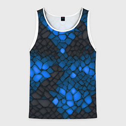 Майка-безрукавка мужская Синий трескающийся камень, цвет: 3D-белый