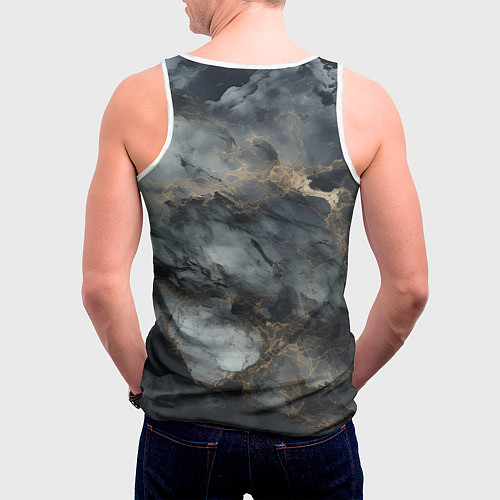 Мужская майка без рукавов Темно-серый мрамор / 3D-Белый – фото 4