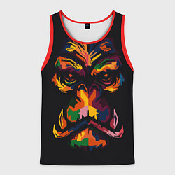 Майка-безрукавка мужская Морда гориллы поп-арт, цвет: 3D-красный