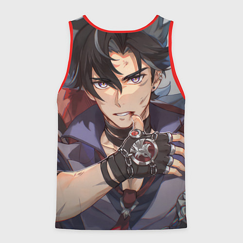 Мужская майка без рукавов Genshin Impact Ризли / 3D-Красный – фото 2