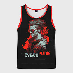 Майка-безрукавка мужская Cyberpunk man, цвет: 3D-красный