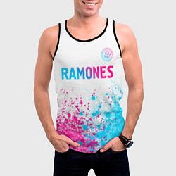Майка-безрукавка мужская Ramones neon gradient style посередине, цвет: 3D-черный — фото 2