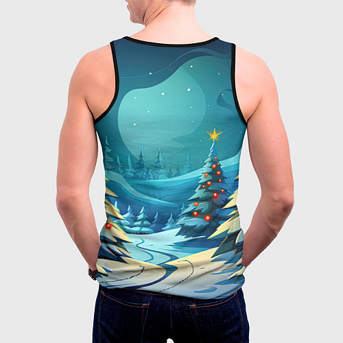Мужская майка без рукавов Маленький новогодний милый дракошка 2024 / 3D-Черный – фото 4