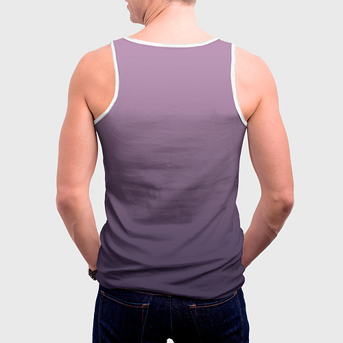 Мужская майка без рукавов Градиент приглушенный фиолетовый / 3D-Белый – фото 4