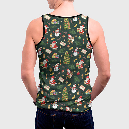Мужская майка без рукавов Новогодняя встреча / 3D-Черный – фото 4