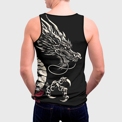 Мужская майка без рукавов Japanese dragon - irezumi - art / 3D-Черный – фото 4