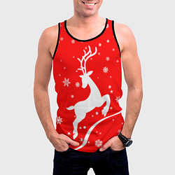 Майка-безрукавка мужская Christmas deer, цвет: 3D-черный — фото 2