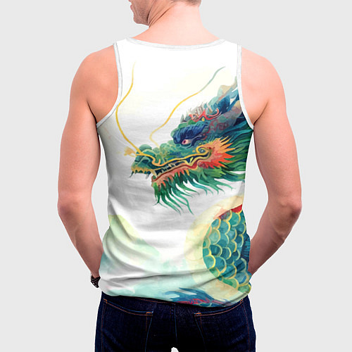 Мужская майка без рукавов Japanese dragon - watercolor art / 3D-Белый – фото 4