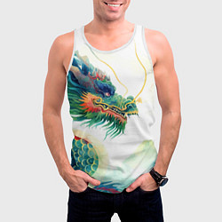 Майка-безрукавка мужская Japanese dragon - watercolor art, цвет: 3D-белый — фото 2