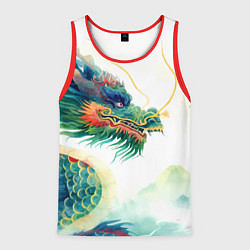 Майка-безрукавка мужская Japanese dragon - watercolor art, цвет: 3D-красный