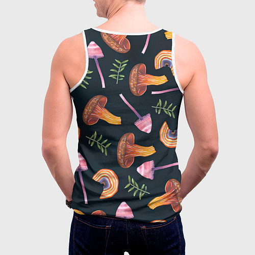 Мужская майка без рукавов Goblincore - болотные грибы / 3D-Белый – фото 4