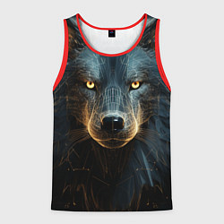 Майка-безрукавка мужская Волк арт-портрет, цвет: 3D-красный