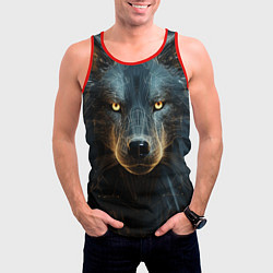 Майка-безрукавка мужская Волк арт-портрет, цвет: 3D-красный — фото 2