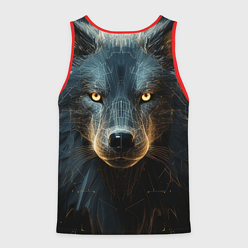 Мужская майка без рукавов Волк арт-портрет / 3D-Красный – фото 2