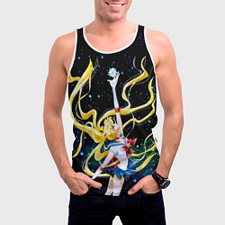 Майка-безрукавка мужская Сейлор Мун - космос, цвет: 3D-белый — фото 2