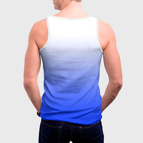 Мужская майка без рукавов Градиент бело-синий / 3D-Белый – фото 4