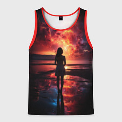 Майка-безрукавка мужская Девушка на закате - космос, цвет: 3D-красный