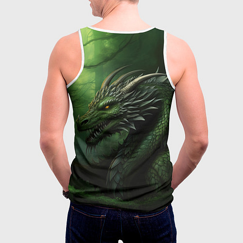 Мужская майка без рукавов Зеленый дракон символ 2024 / 3D-Белый – фото 4
