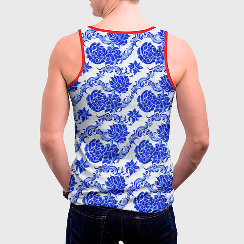 Мужская майка без рукавов Гжель классика / 3D-Красный – фото 4